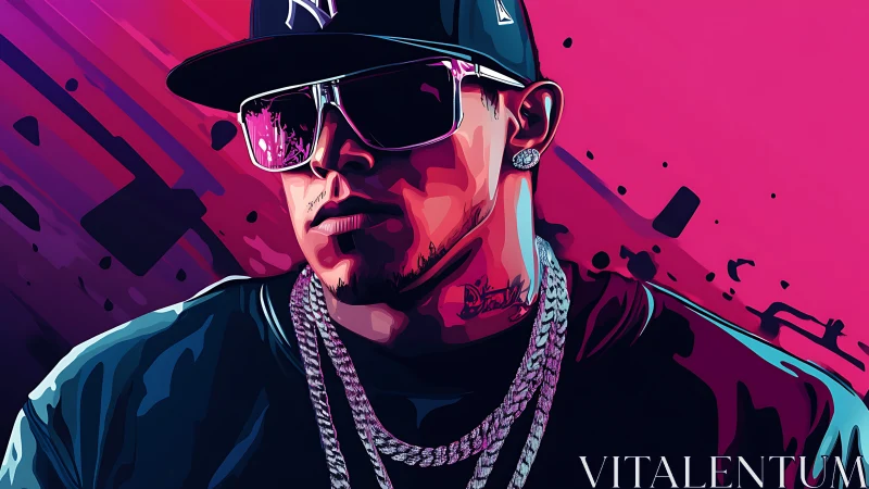 Bold neon portrait of a cool hip hop style trendsetter.