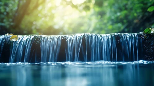 Whispering forest cascade under soft emerald morning light.
