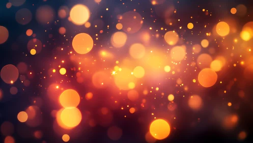 Warm Glowing Bokeh Lights on Dark Abstract Background.