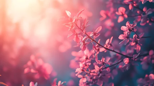 Pink Blossoms in Soft Focus Glow.