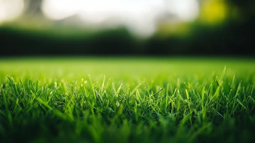 Morning light glows softly across a lush green grass field