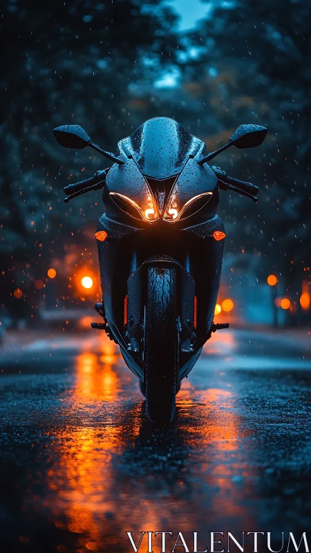 Midnight rain racer crowned in neon streetlight fire.