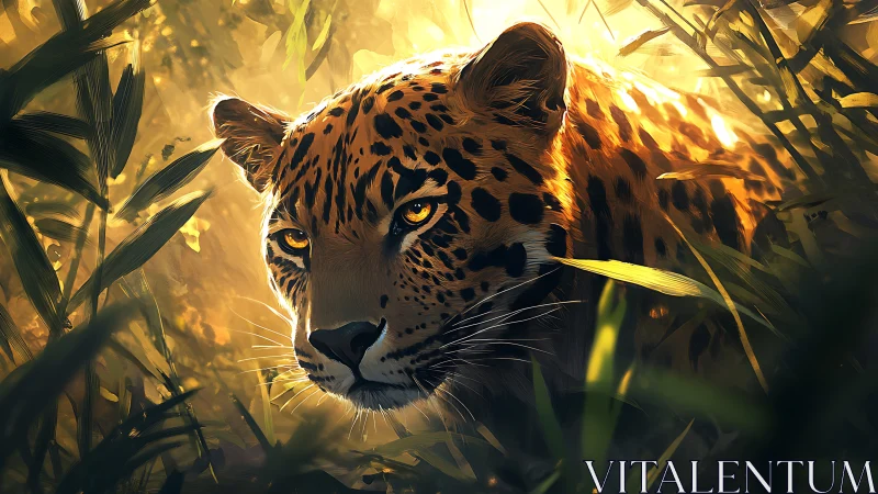 Leopard's Golden Gaze Through Savanna Reeds