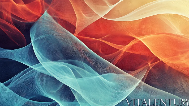 Abstract energy waves blend cool cyan and warm ember light.