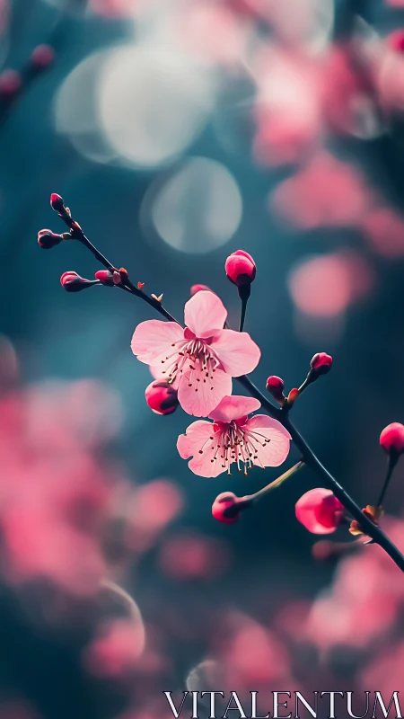 Pink Cherry Blossoms with Bokeh Backdrop