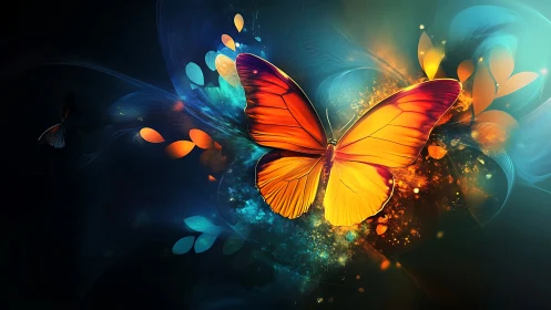 Butterfly dominates luminous abstract digital light field