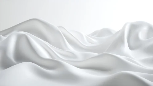Smooth White Fabric Waves in Minimalist Abstract 3D Style.