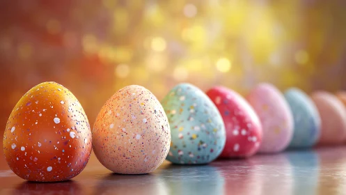 Speckled candy eggs lined in dreamy pastel parade.