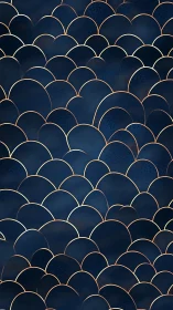 Midnight indigo scallop pattern with metallic gold outlines