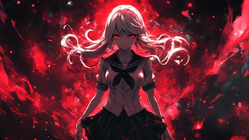 Crimson storm schoolgirl ignites a midnight inferno of will.