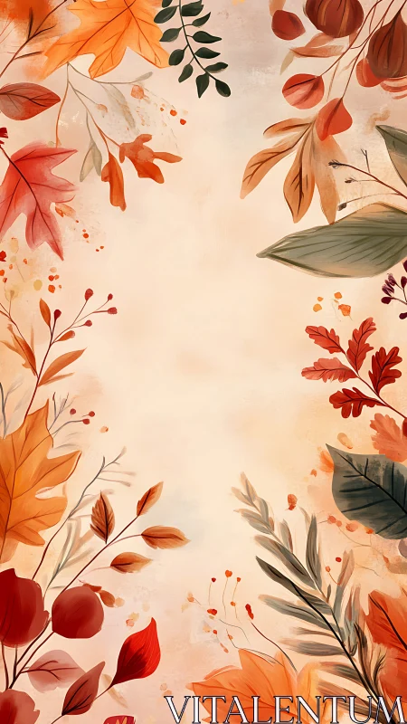 Autumn leaves border with warm orange and red foliage.