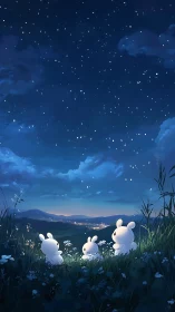 Nocturnal meadow rabbits under luminant stratified starlight.