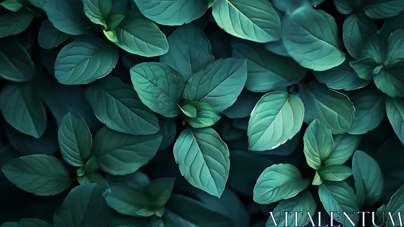Dark green foliage closeup with layered overlapping leaves.
