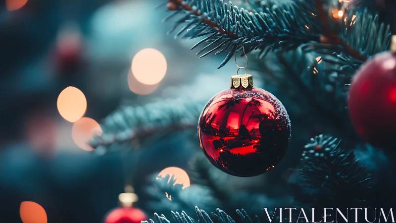 Crimson bauble quietly steals the spotlight on frosted fir