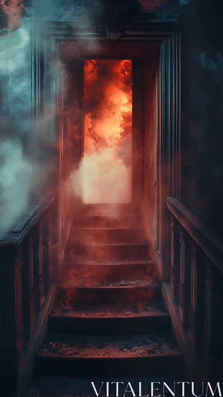 Infernal Gateway: Descending Into Flames and Smoke.
