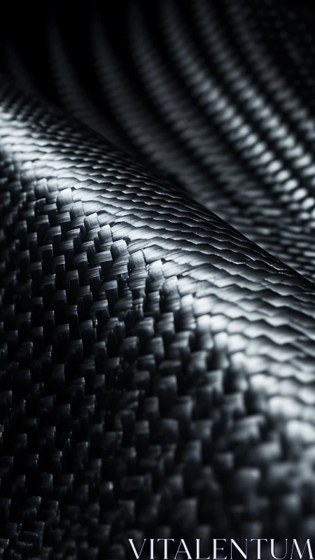 Curved carbon fiber weave under dramatic side lighting.