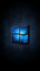 Textured luminous quad-panel emblem on dark grunge field.