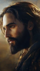 Weathered wanderer gazes ahead with quiet, steadfast resolve