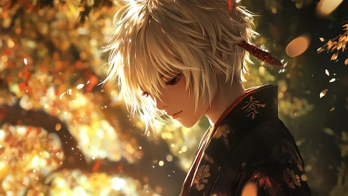 Quiet autumn daydream with a gentle kimono-clad soul.