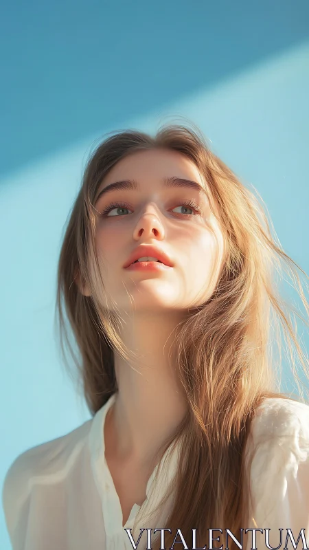 Soft daylight portrait applies shallow depth, warm diffusion lighting