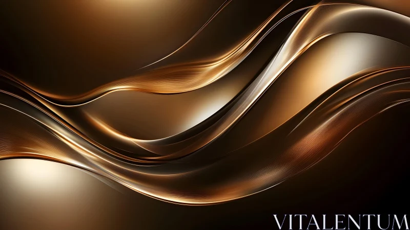 Elegant flowing bronze waves abstract digital art background.