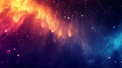 Colorful interstellar nebula with scattered stellar points.