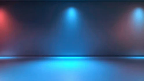 Soft neon stage washed in calming blue and coral light.