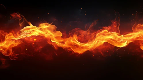 Volumetric flame simulation with orange-yellow gradient combustion dynamics