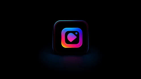 Neon Heart App Icon Within Glowing Digital Frame.