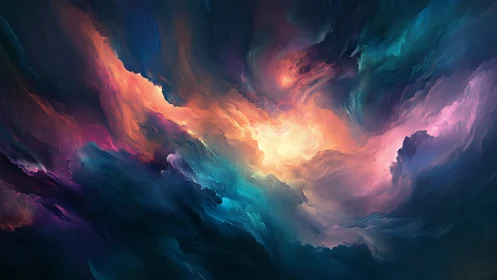 Vivid swirling nebula clouds with intense glowing center.