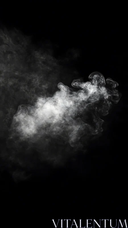 High-contrast white vapor plume disperses against deep black field