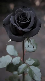 Black Rose with Green Foliage