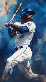 Electric blue diamond slugger coiled in painterly motion.