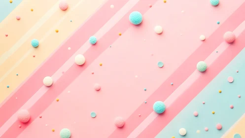 Soft pastel diagonal stripes with scattered 3D spheres.