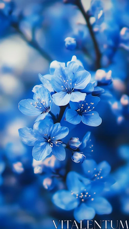 Delicate Blue Blossoms Dance in Soft Focus Glory.