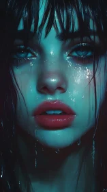 Neon soaked tears on a midnight siren&rsquo;s quiet face.