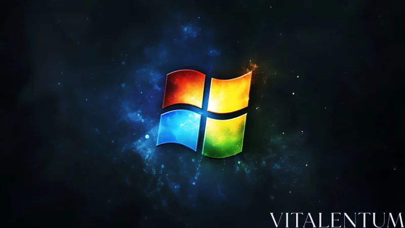 Glowing window emblem floating in a dreamy cosmic night.