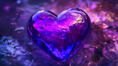 Luminous Purple Heart Glowing with Ethereal Radiance