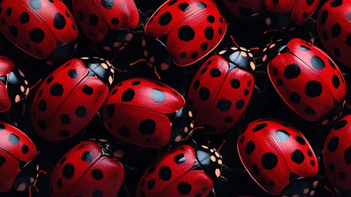 Curious cluster of red ladybugs brings bold spotted charm