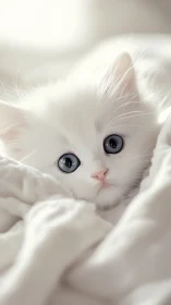 White Feline Portrait: Crystalline Iris Detail with Soft Focus Rendering