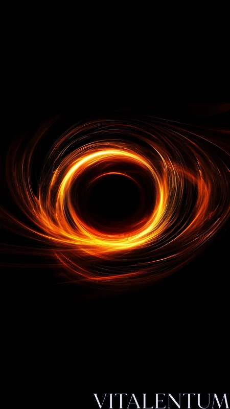 Fiery energy ring swirls in darkness with cosmic intensity