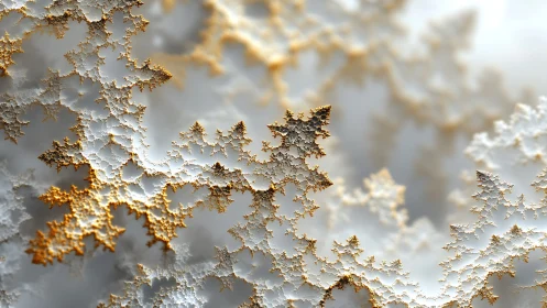 Gold edged fractal landscape with branching crystalline forms.