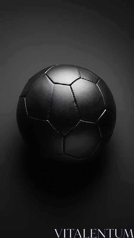 Matte black soccer ball rendered with controlled specular highlights