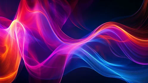 Glowing ribbons of color flow softly through a deep night