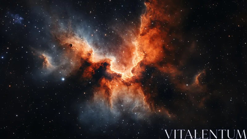 Photorealistic deep-space nebula with radiant ionized gas structure.