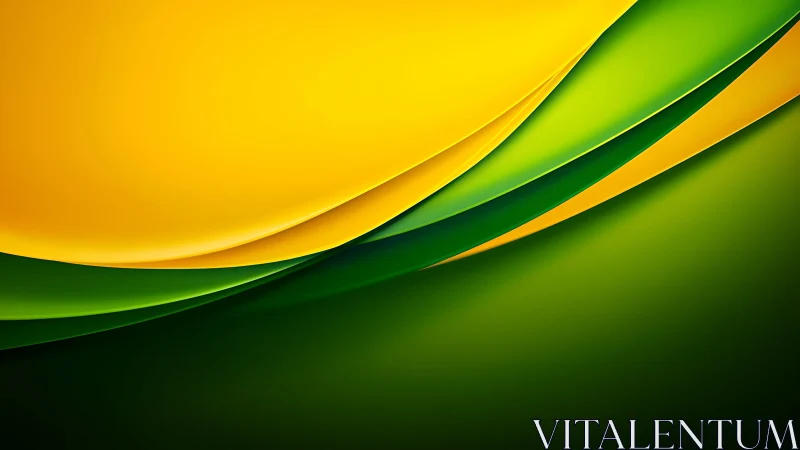 Curved yellow green abstract waves with layered gradients.