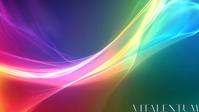 Vibrant rainbow light waves on smooth dark gradient background.
