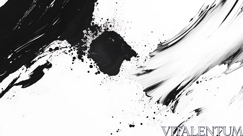 High-contrast monochrome brushstrokes reveal dynamic directional motion