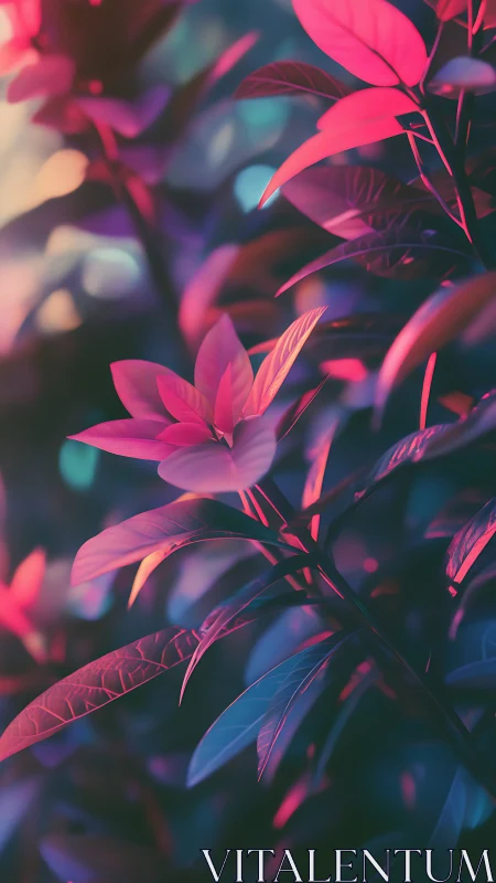 Neon Blooms: Vibrant Flowers in Dreamlike Light.