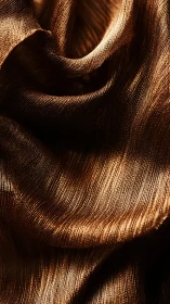 Closeup of metallic bronze pleated fabric folds texture.